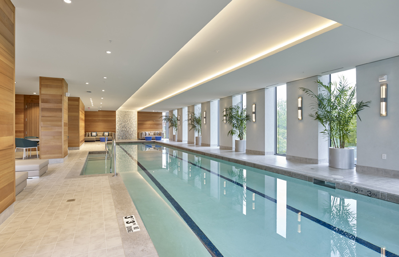 Luxury high-rise pool, One Riverside, Philadelphia.
